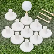 10 Set Golf Rubber Tee Holder Set For Driving Range Golf Practice Mat Indoor Outdoor Size 1.5 Inch (10 Golf Rubber Tee Holders 10 Bamboo Tees)