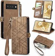 Compatible with Google Pixel 7 Pro Case,Compatible with Google Pixel 7 Pro Card Holder PU Leather Flip Stand Magnetic Closure Phone Cover Brown
