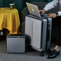 在飛比找樂天市場購物網優惠-2023新款 行李箱 商務 前置開口 電腦 登機箱 24吋 