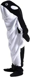 Animals Pajamas Cosplay Grey Killer Whale Sleeping Bag Costume Halloween For Kid Black Killer Jumpsuit Whale For kids wearable wearable For blanket giant soft pajama wearable whale animal hood