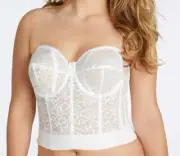 Goddess LACE Longline Bustier Bra, GD0689 white [CHOOSE SIZE] New withOUT straps