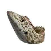 Distressed Wood Finish Resin Shark Wine Bottle Holder – 7 Inches Long