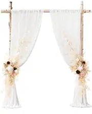 New Ling’s Moments Wedding Arch Artificial Flowers Beige & White Drapes Backdrop