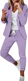 Lainuyoah Outfits For Women 2 Piece Sets Casual Lounge Sets 2024 Business Elegant Open Front Blazer Drawstring Pants Suits