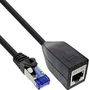 InLine RJ45 Interface Protection Cat.6A S/FTP, RJ45 Male/Female, Black, 0.2 m, 69990F