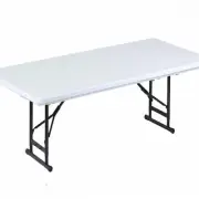 Correll 17-27"H Adj. Heavy Duty Blow-Molded Plastic Folding Table Gray Granite
