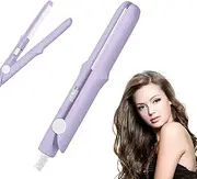 2 in 1 Mini Dual Purpose Curling Iron,Upgraded Mini Curling Wand & Flat Iron Hair Straightener,Portable Travel Curling Wand Hair Straightener for Short HAIR All Hairs Types (Light Purple)