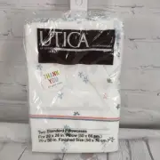 2pk VTG Utica Pillow Cases WINDMILL FLOWER WEDGE BLUE Percale J.P. Stevens NBO