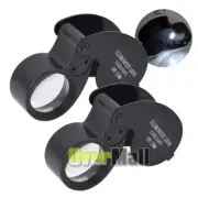 2Pcs 40X 25mm Coin Jewelry Eye Loupe Magnifier LED Light Jeweler Diamond Loop #1