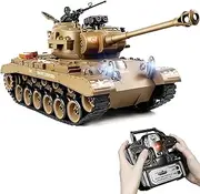 Supdex 1:18 RC Tank, 2.4GHz US M26 Pershing Remote Controlled Model Toy, RC Vehicle Army Tank Shooting Airsoft BBS and Water Bombs for Adults and Children