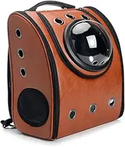 GINYICY Portable Travel Pet Carrier Backpack,Space Capsule Bubble Design,Waterproof Handbag Backpack for Cat and Small Dog,Airline Approved Pet Backpack Carrier (Brown)
