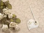 Beach Theme Seashell Sand Color Wedding Pen Set Signature