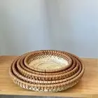 Handmade Storage Basket Round Fruit Basket Chinese Style Pastry Plate Bread