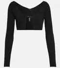 JACQUEMUS Women La Maille Pralu Black Ribbed Cropped Top Size 36