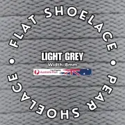 Light Grey Flat Shoelace Custom Length Aglet Boots Sneakers Runners Shoes PF8MM1