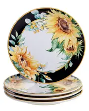 Certified International Set of 4 Sunflower Fields Dinner Plates