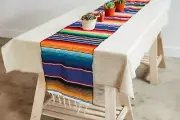 FIESTA MULTI Royal Blue TABLE RUNNER SOUTHWEST 14"x72" Serape Fiesta Decor