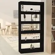 Book Cabinet/Room Divider Black 80x30x166 cm Engineered Wood, Home Office Shelving