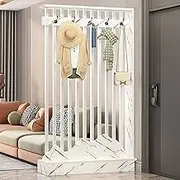 Wall Room Divider, Entrance Hall Partition Screen, Wall Privacy Screens, Entryway Partition Separator with Coat Rack, for Home Office Decorative(White B,108cm/42.5in)