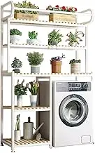 5 Tier Over Washer and Dryer Storage Rack with Hanging Rod Adjustable Height Laundry Room