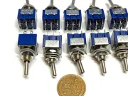 10x Toggle Switches 3 Position Mini MTS-203 6-Pin DPDT ON-OFF-ON 6A Latching B24