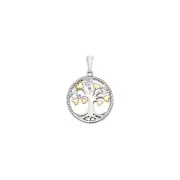 Sterling Silver Two Tone Heart Tree Of Life Pendant