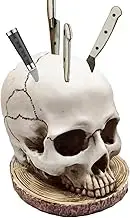 Skull Knives Block, Gothic Knives Stand, Skeleton Knives Stand Gothic Fruit Storage Rack Resin Kitchen Storage Head Rack for Decorative