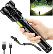 ANKRA 2025 Upgrade Flashlights High Lumens Rechargeable with COB Work Black