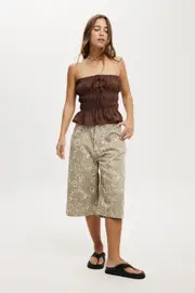 [Cotton On Women] Cotton On Women - 90 S Baggy Denim Jort - Rory leopard 10 RORY LEOPARD