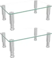 2 Pack Computer Monitor Stand Riser with Height Adjustable Multi Media Desktop S