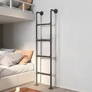 Twin Bed Bunk Ladder with Wall Mount - 4ft 5ft 6ft 7ft 8ft 9ft Attic Stairs Egress Ladders for Dorms Bedrooms Balcony - Safety Durable Fire Climbing Ladder Easy Install, Black(250cm/98in)