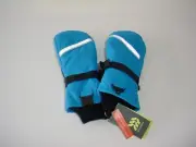 All In Motion Snow Sport Mittens Unisex Youth 8-14 Blue Wrist Straps Waterproof