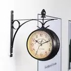 Outdoor Garden Gentral Station Wall Clock Double Sided Outside Bracket Retro