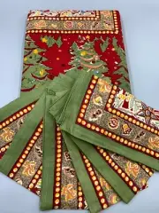 Couleur Nature Noel Handmade Cotton Christmas Tablecloth Napkins S/7 Red #9978D