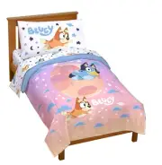 Bluey & Bingo Toddler Comforter Set - 4 Piece Bed Set Includes Sheet Set & Pi...