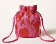 Kate Spade Target Beaded Classic Rose Drawstring Beaded Bucket Bag