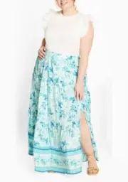 CITY CHIC Pretty Thing Skirt in Seafoam Plus Size Small/16 NWT
