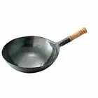 YAMADA Chinese Hammered Iron Pan Wok 30cm 1.２mm Thick Single hand wooden pattern