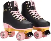 Juicy Couture Girls Rink Roller Skates Black Quad Roller Skates for Girls Classic High-Top Design for Indoor or Outdoor Skates and Roller Derby (Adjustable Sizes)