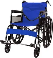 24" Lightweight Foldable Wheelchair with Park Brakes and Soft Comfort Features – Ideal for Elderly and Disabled Users (24 INCH BLUE)