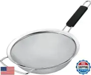 Kafoor 9" Large Fine Mesh Strainer with Thermo Plastic Rubber Handle - Sieve