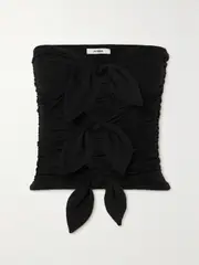 [INTERIOR] INTERIOR - Alexi Strapless Knotted Cotton-jersey Top - Black - x small x small Black