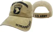 U.S ARMY 101 AIRBORNE SCREAMING EAGLES KHAKI BIEGE SUBDUED EMBROIDERED HAT CAP