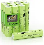 Howardly 1.2v AAA Ni-MH Rechargeable Battery, Triple A 600mAh 1.2V Rechargeable Battery Pre-Charged, Low Self - Discharge for Outdoor Solar Lights, Solar Pathway Lights (AAA-600mAh-12pack
