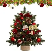 Generic Desk Christmas Tree | 18 Inch Artificial Pine Tabletop Tree with Lights, 17.72in (H) x 4.92in (W) x 12.5cm (D), White Lights, Perfect for Home, Study, Bedroom & Living Room