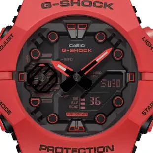 【CASIO 卡西歐】G-SHOCK 藍牙連線 碳纖維核心防護雙顯手錶-火焰紅 GA-B001-4A