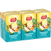 Golden Circle Fruit Drinks Lunch Box Poppers Multipack Sunshine Punch 250mL x 6 pack