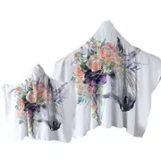 Floral Head Unicorn Towel with Hood