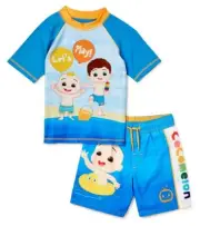 CoComelon Swim Trunks Rash Guard Swimsuit Set Shirt Shorts Toddler 2T 3T 4T 5T