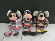 3 Disney SPACEMAN Mickey, Minnie, Goofy Bean Bag Beanie Plush New Astronaut